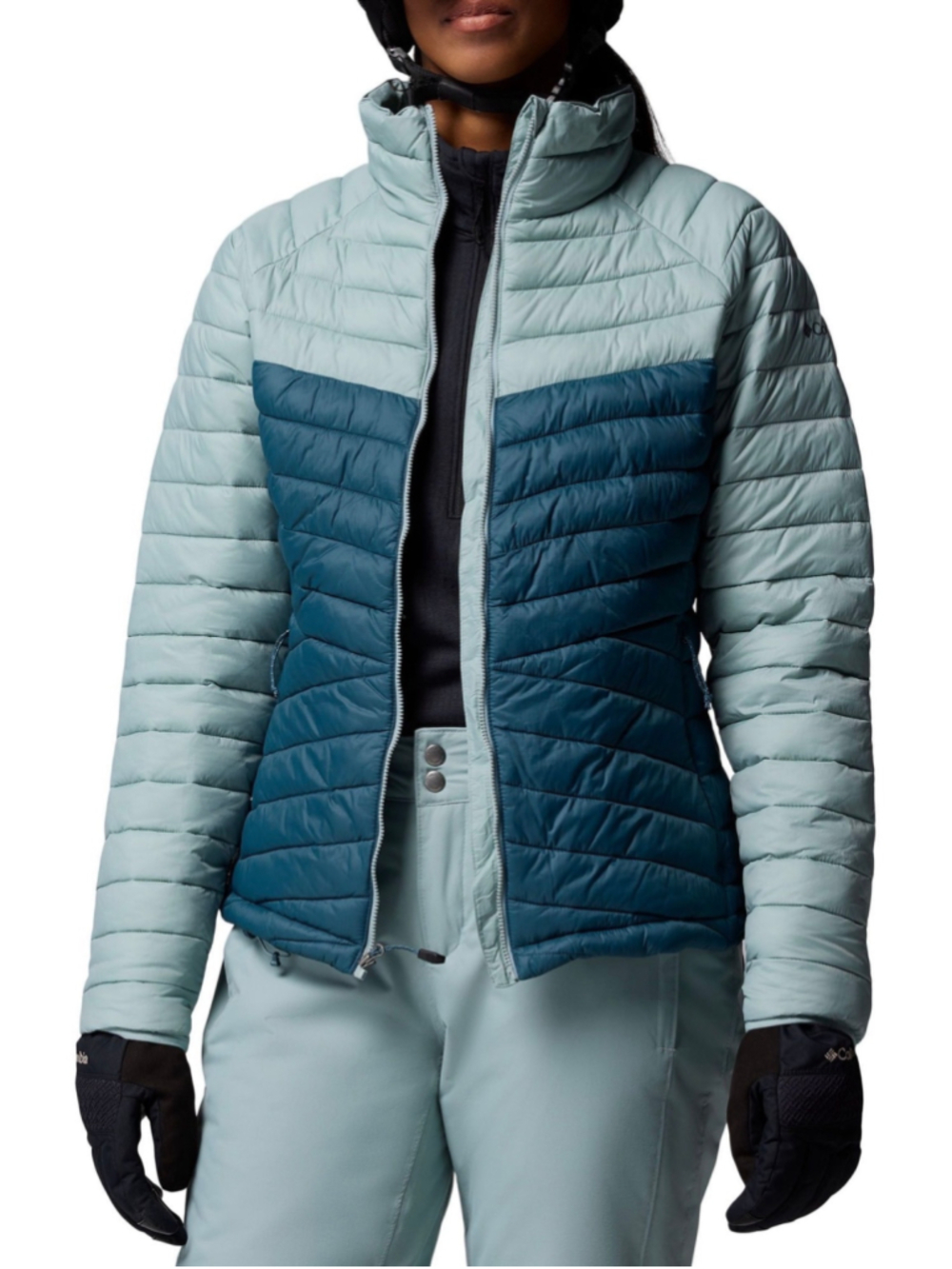 Columbia Women Powder Pass Insulated Puffer Jacket S Everblue Crushed Blue NWT - Picture 2 of 4